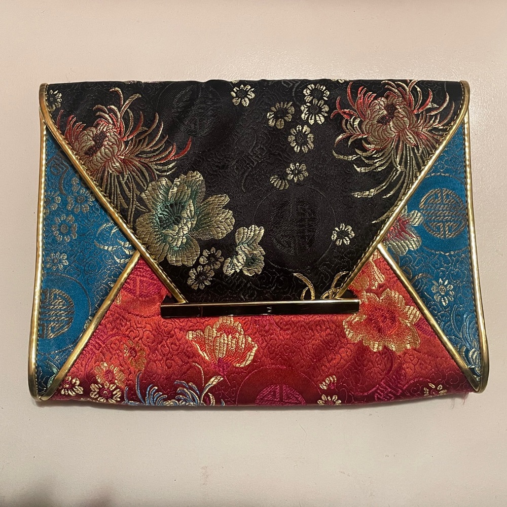 Japanese Asian Jacquard Brocade Clutch Wallet Purse